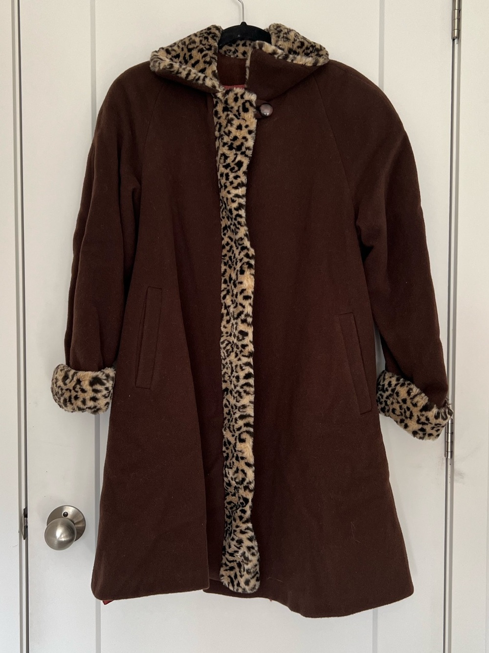 Fur-trimmed wool coat